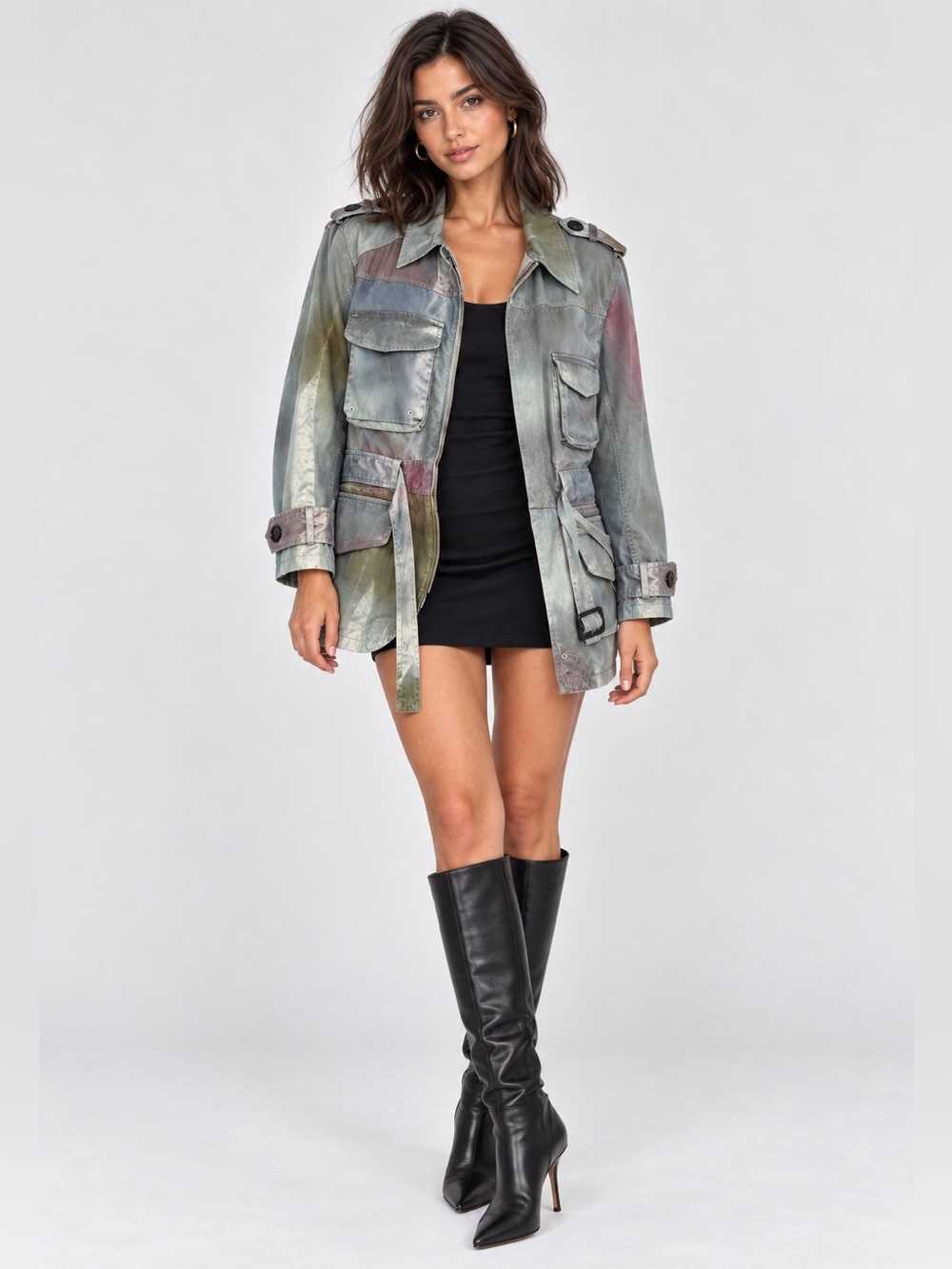 Acne Studios LIV P CO Satin PSS17 Camo Utility Jacket 34 Authentic